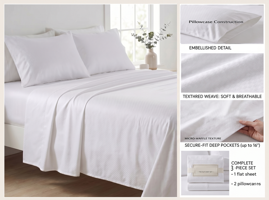 PACHA HOME Embossed Bed Sheet Set Flat Model ESMF