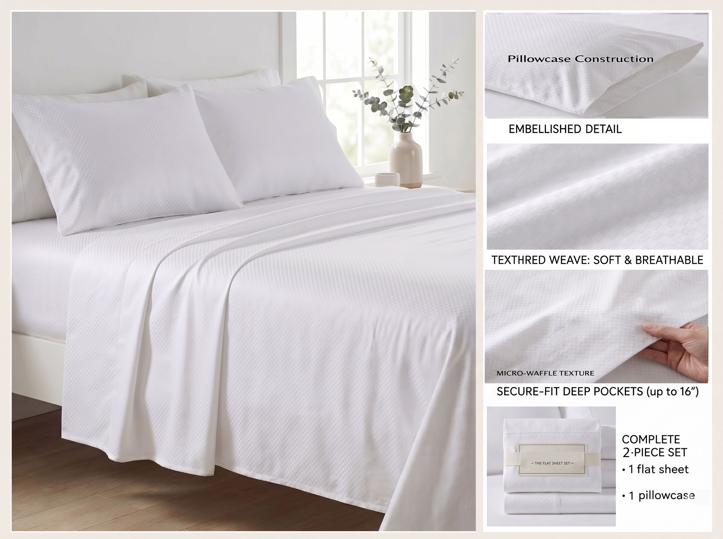 PACHA HOME Embossed Bed Sheet Set Flat Model ESMF