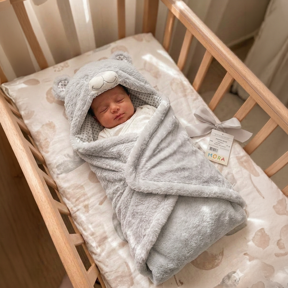 Mora Baby Pompon Bear Blanket Model P86