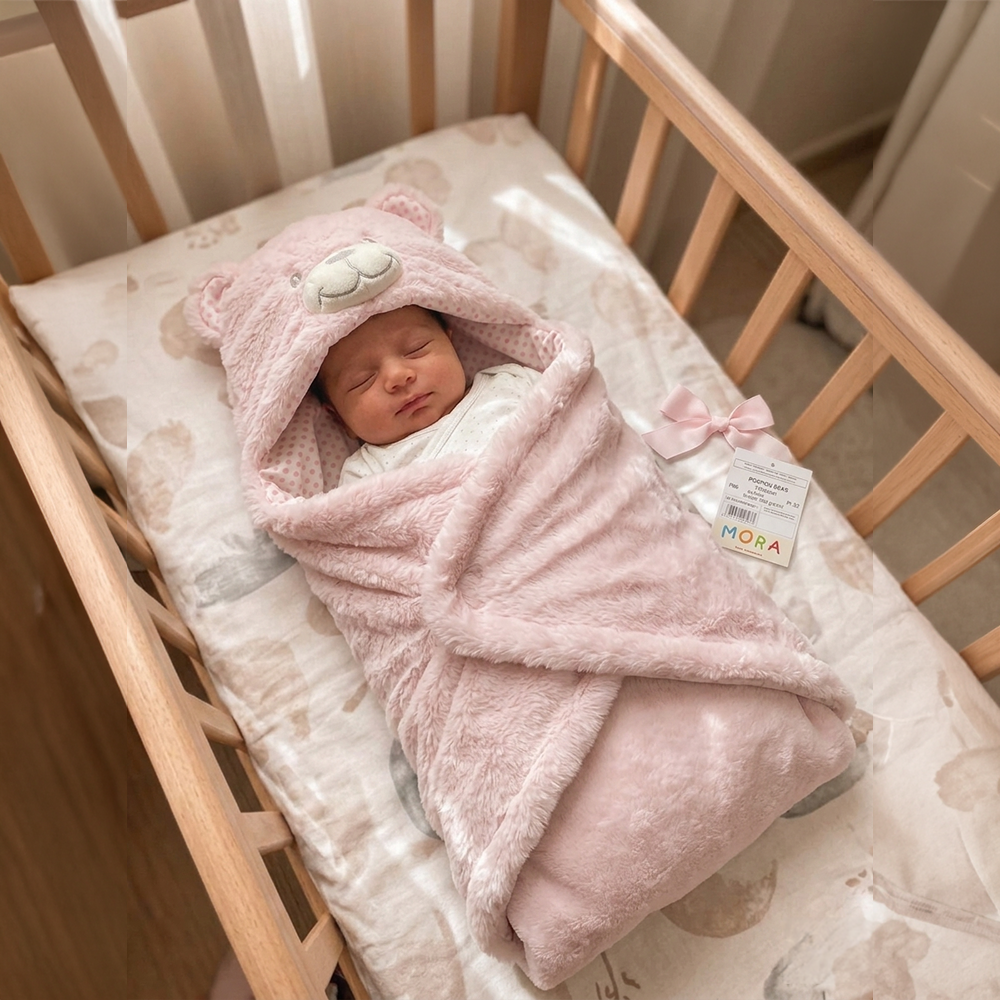 Mora Baby Pompon Bear Blanket Model P86